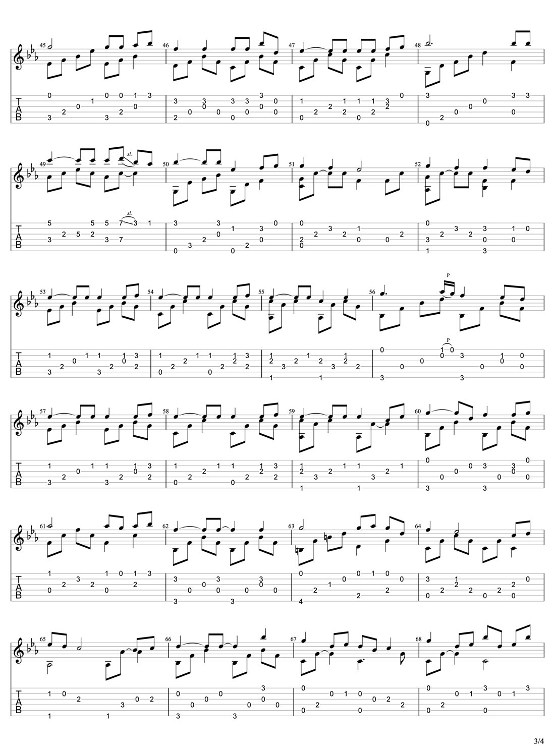 The Rain吉他譜_久石讓_C調指彈/獨奏譜_簡單版_圖譜3