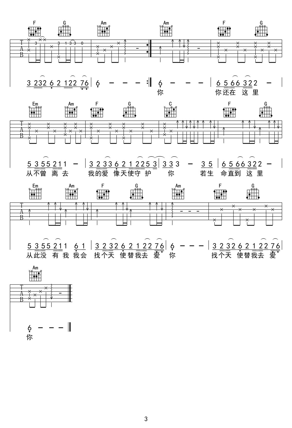 天使的翅膀吉他譜_俆譽(yù)騰_C調(diào)和弦彈唱譜_高清完美版_圖譜3