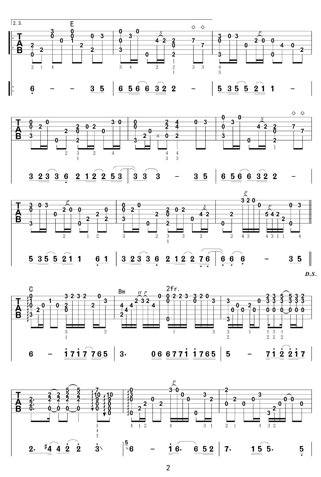 天使的翅膀吉他譜_安琥_C調指彈/獨奏譜_簡單版_圖譜2