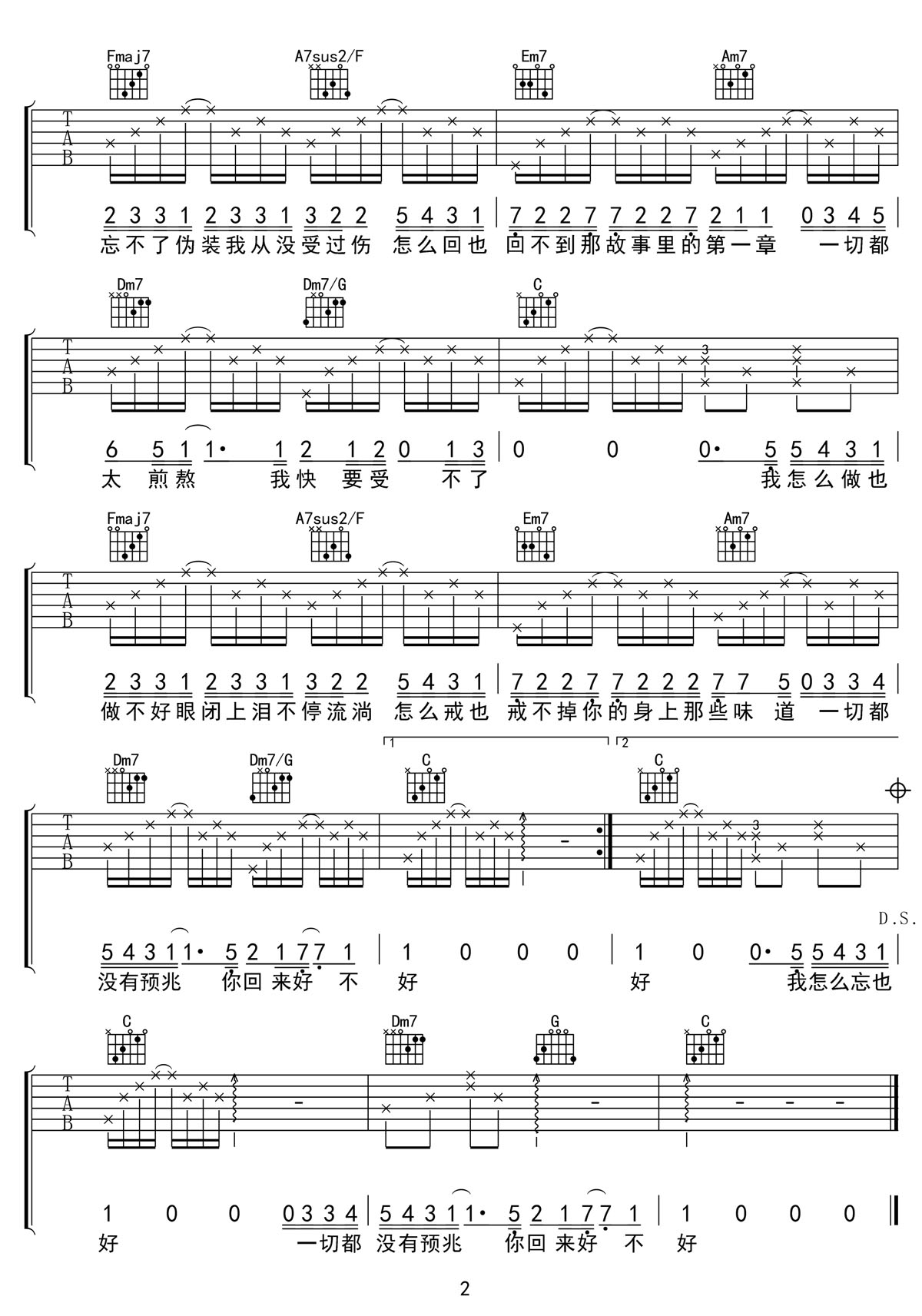 都怪我吉他譜_胡66_C調(diào)和弦彈唱譜_高清帶前奏_圖譜2