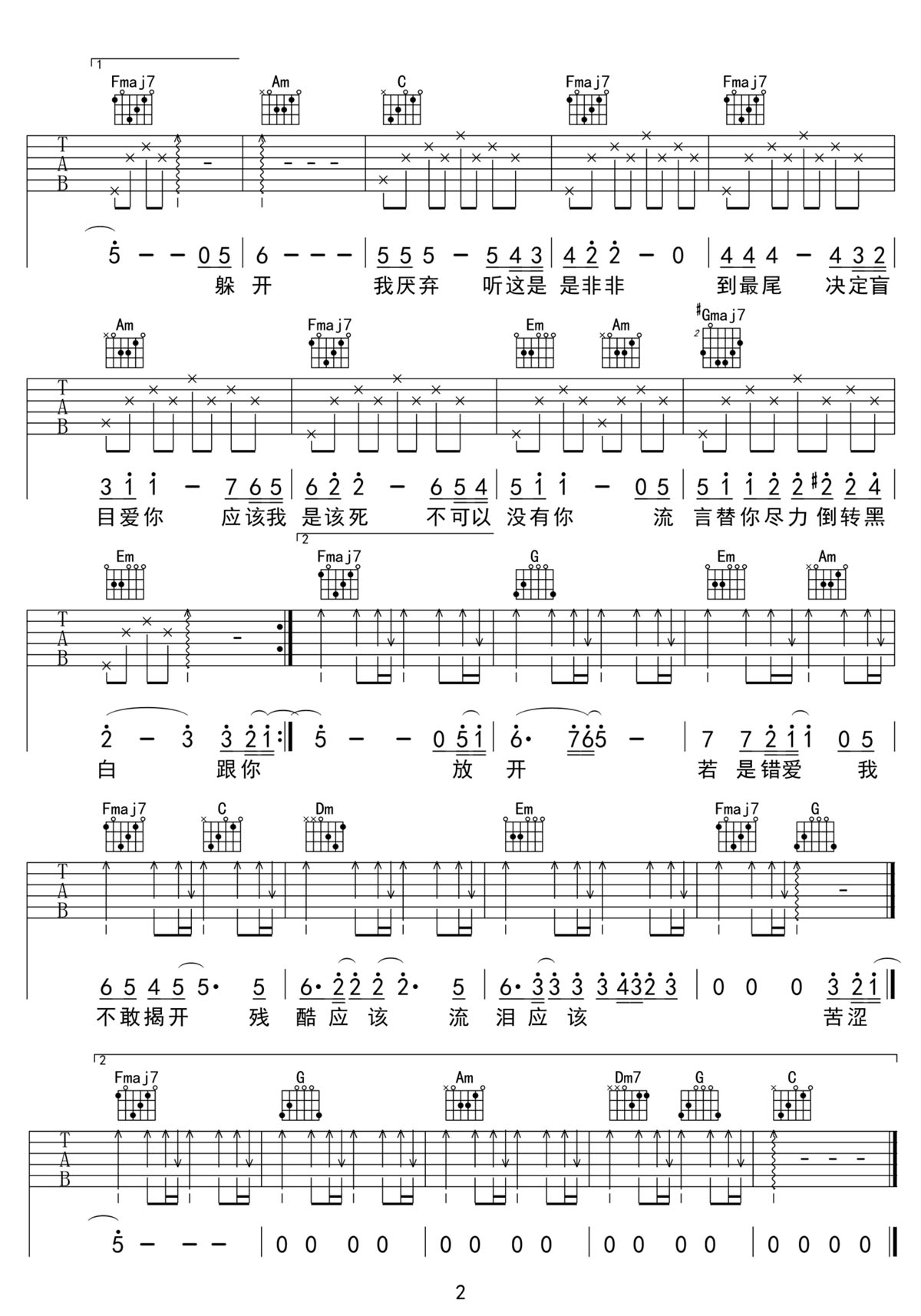 蜚蜚吉他譜_陳僖儀_C調(diào)和弦彈唱譜_高清重制版_圖譜2