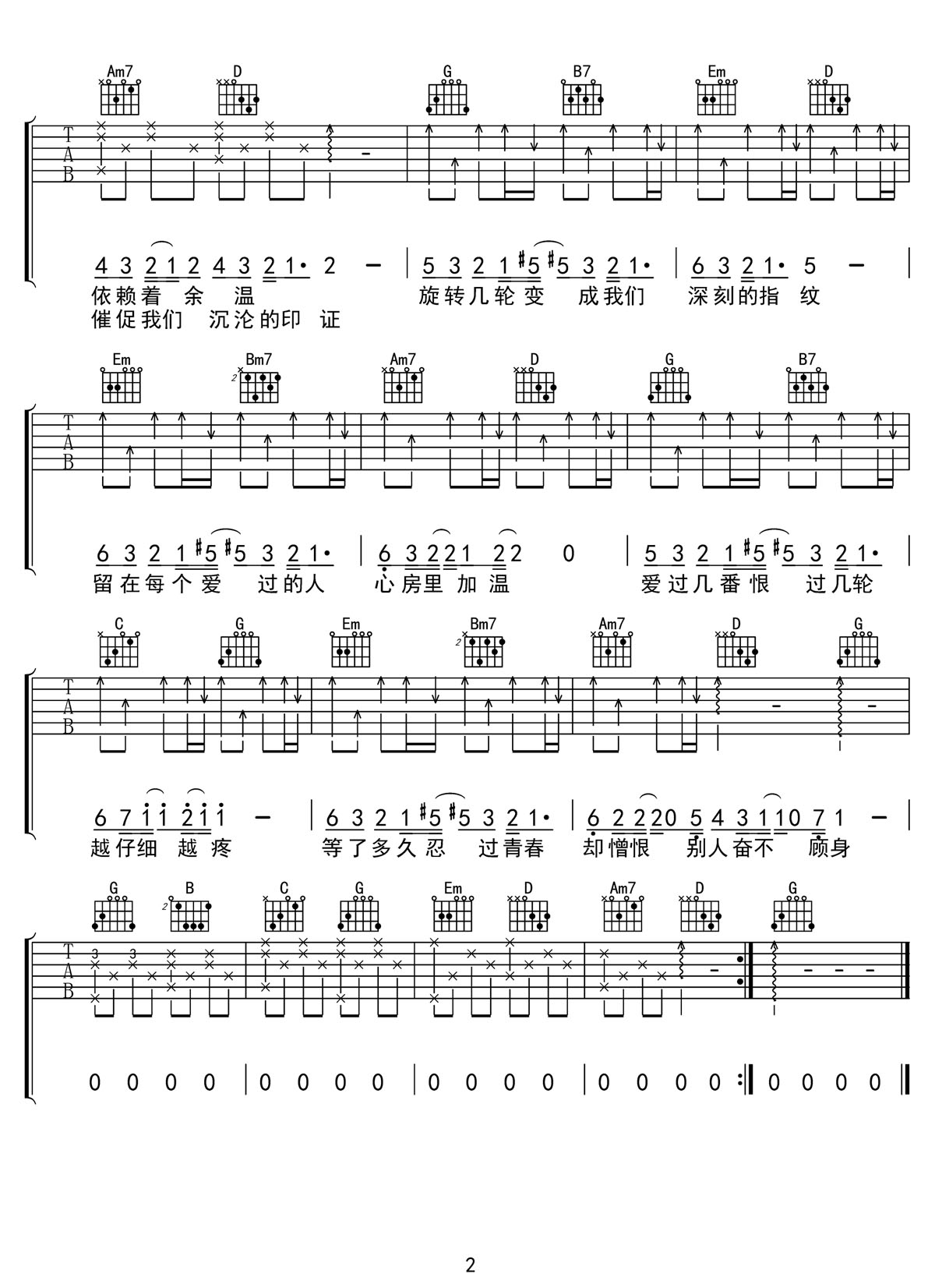 指紋吉他譜_杜宣達_G調和弦彈唱譜_高清帶前奏_圖譜2