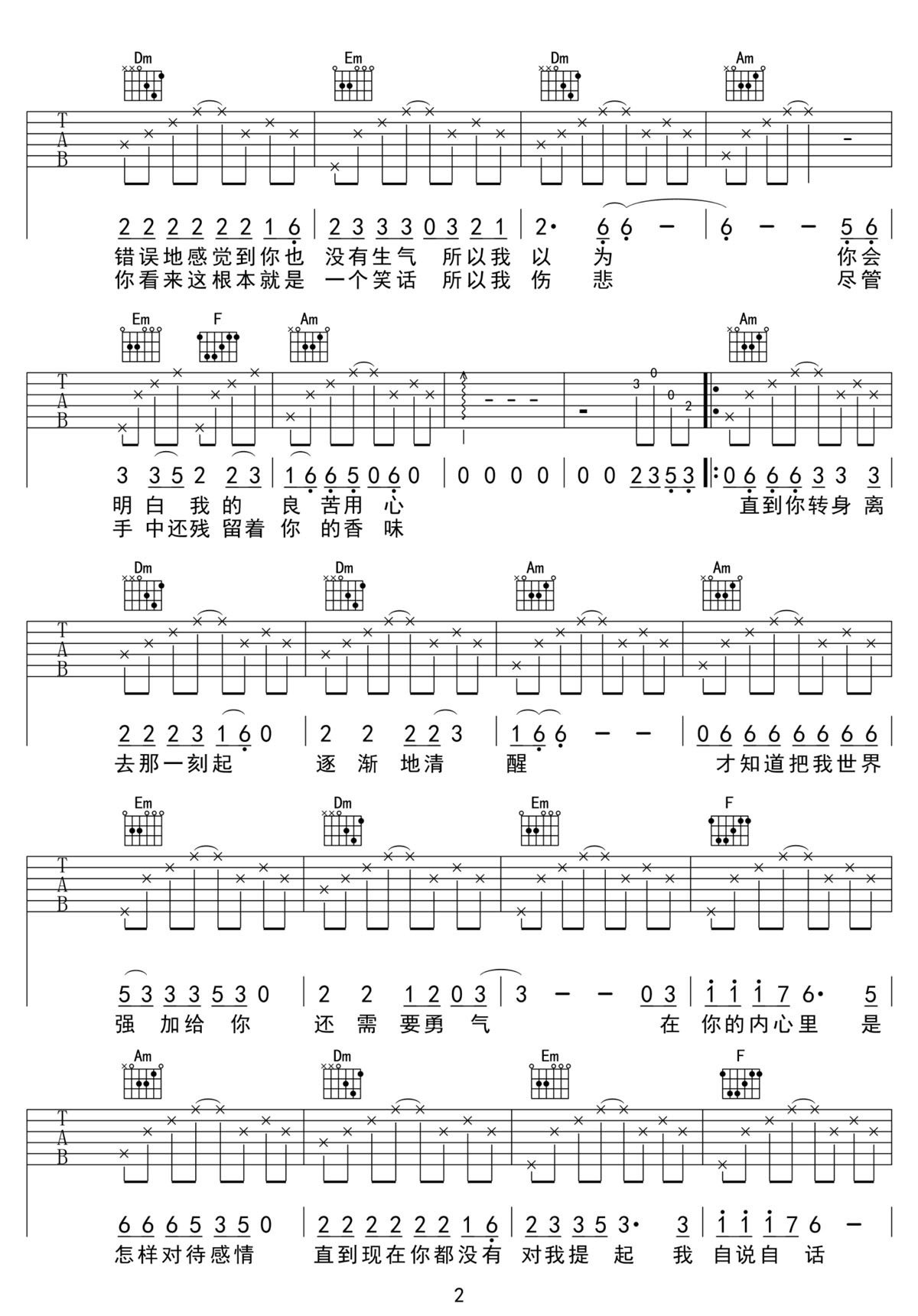 沖動(dòng)的懲罰吉他譜_刀郎_C調(diào)和弦彈唱譜_老歌新編_圖譜2
