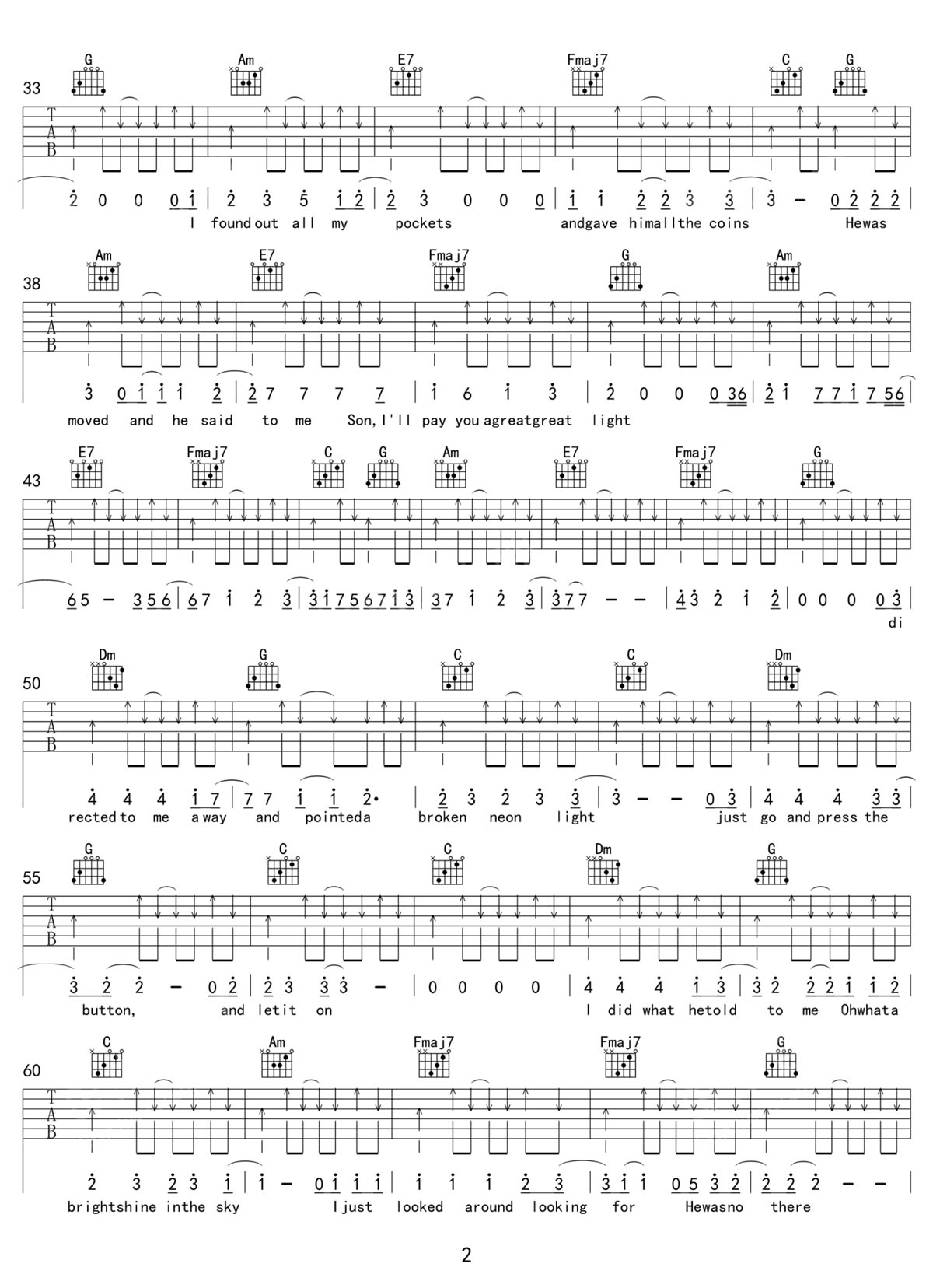 雨夜曼徹斯特吉他譜_盤尼西林_C調和弦彈唱譜_高清掃弦版_圖譜2