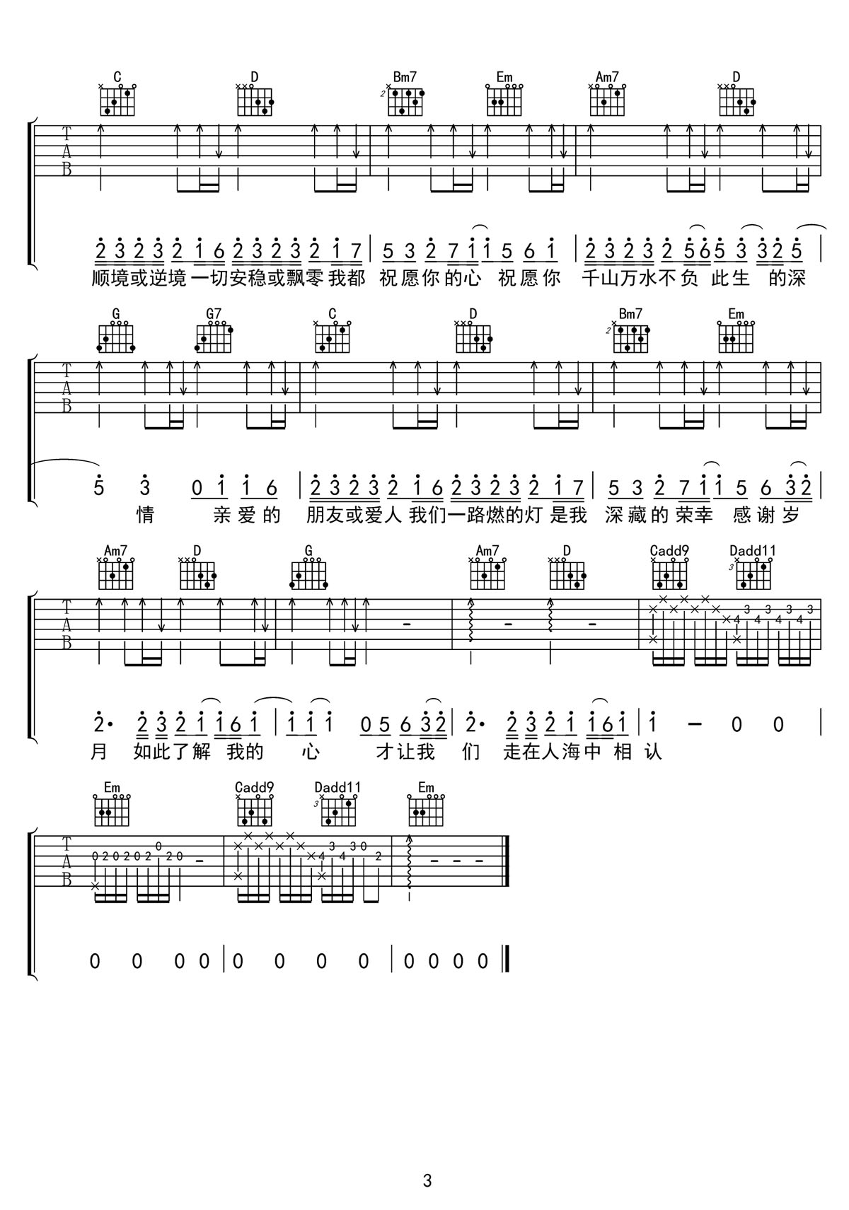 人間共鳴吉他譜_李建_G調和弦彈唱譜_高清帶前奏_圖譜3
