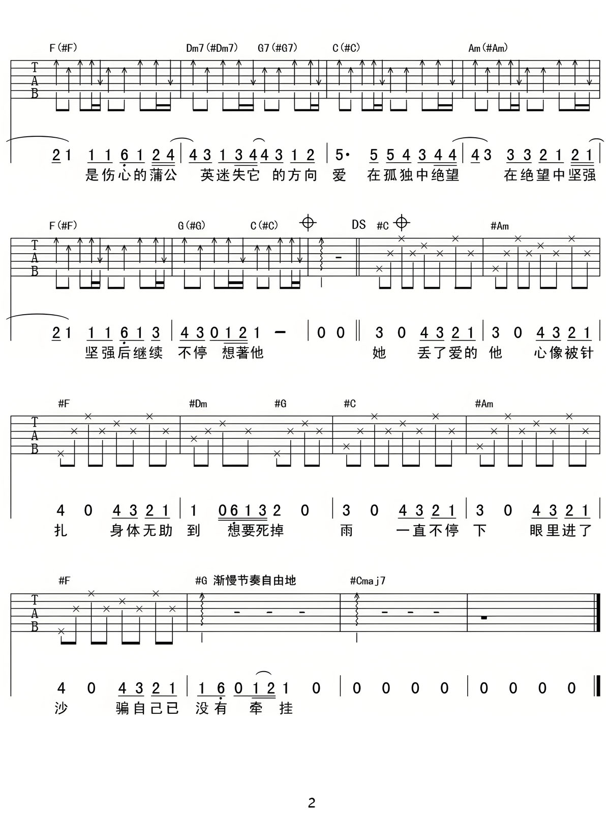 花的嫁紗吉他譜_王心凌_C調(diào)和弦彈唱譜_高清重制版_圖譜2