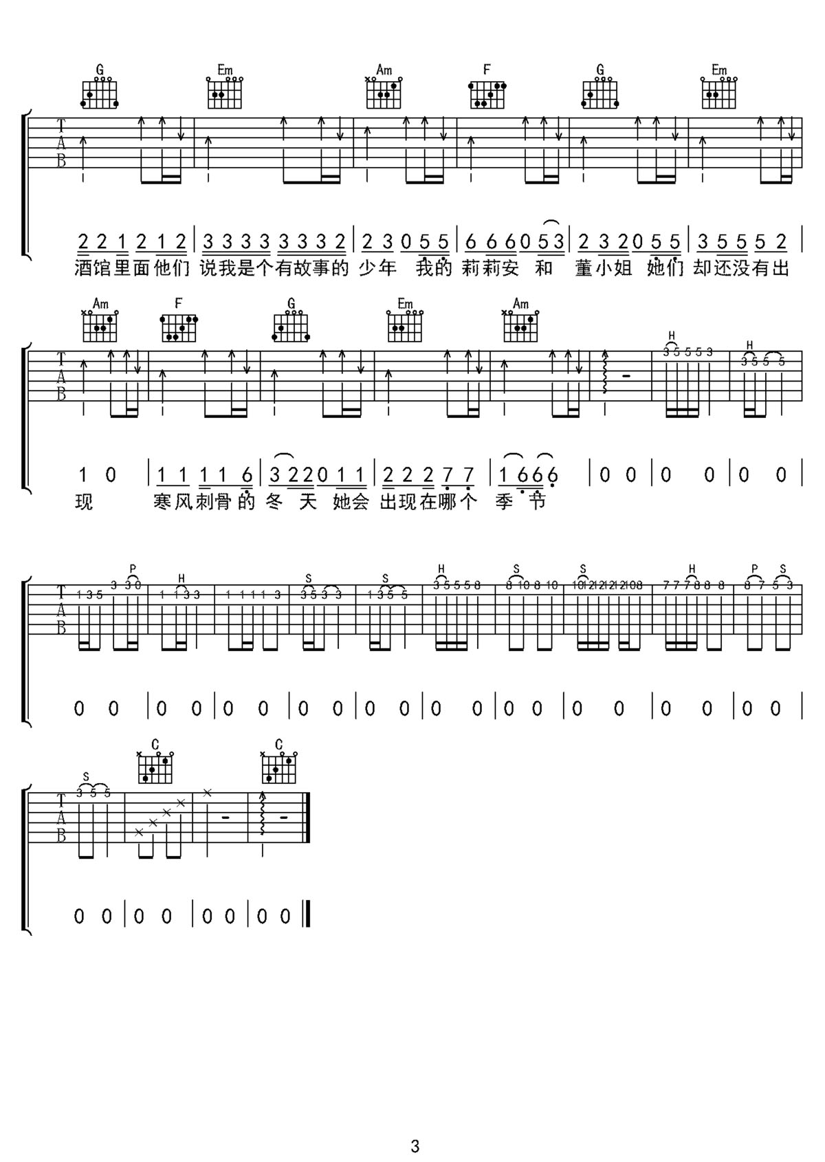 我不是你的宋東野吉他譜_林啟得_C調和弦彈唱譜_高清完整版_圖譜3
