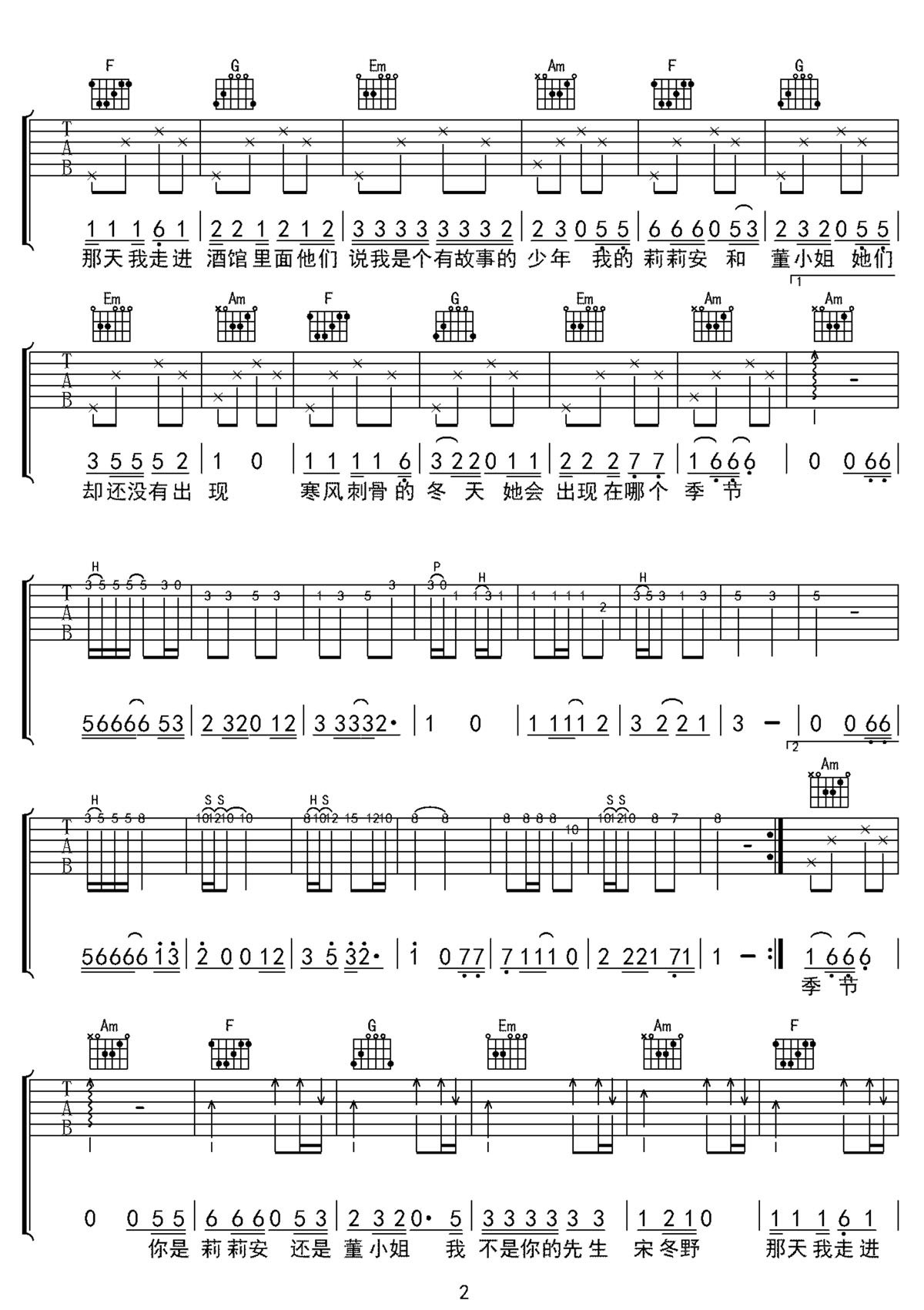 我不是你的宋東野吉他譜_林啟得_C調和弦彈唱譜_高清完整版_圖譜2