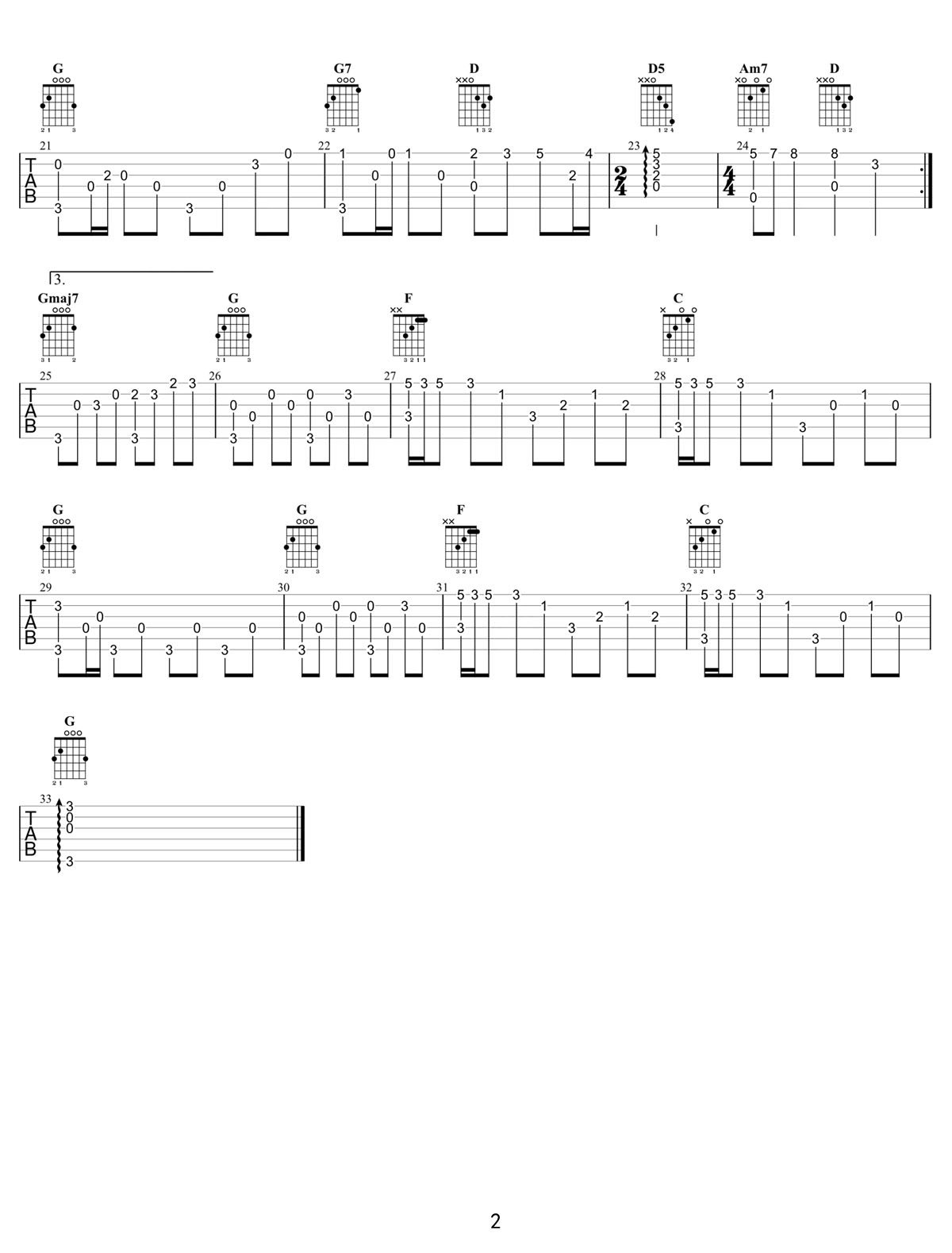 Hey Jude吉他谱_孙燕姿_G调指弹/独奏谱_高清重制版_图谱2