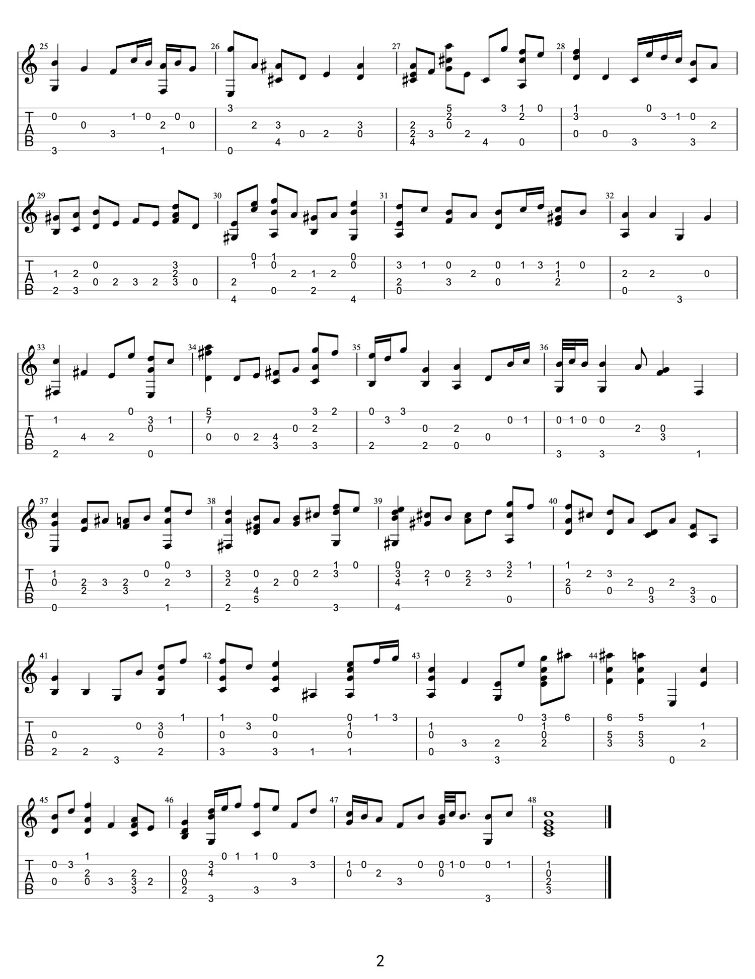 Air on a G StringG弦上的咏叹调吉他谱_巴赫_G调指弹/独奏谱_图谱2