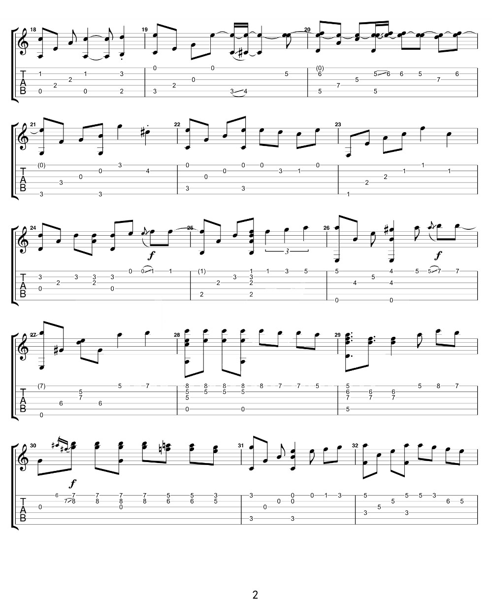 운명(命运)吉他谱_李京燮_C调指弹/独奏谱_浪漫满屋插曲_图谱2