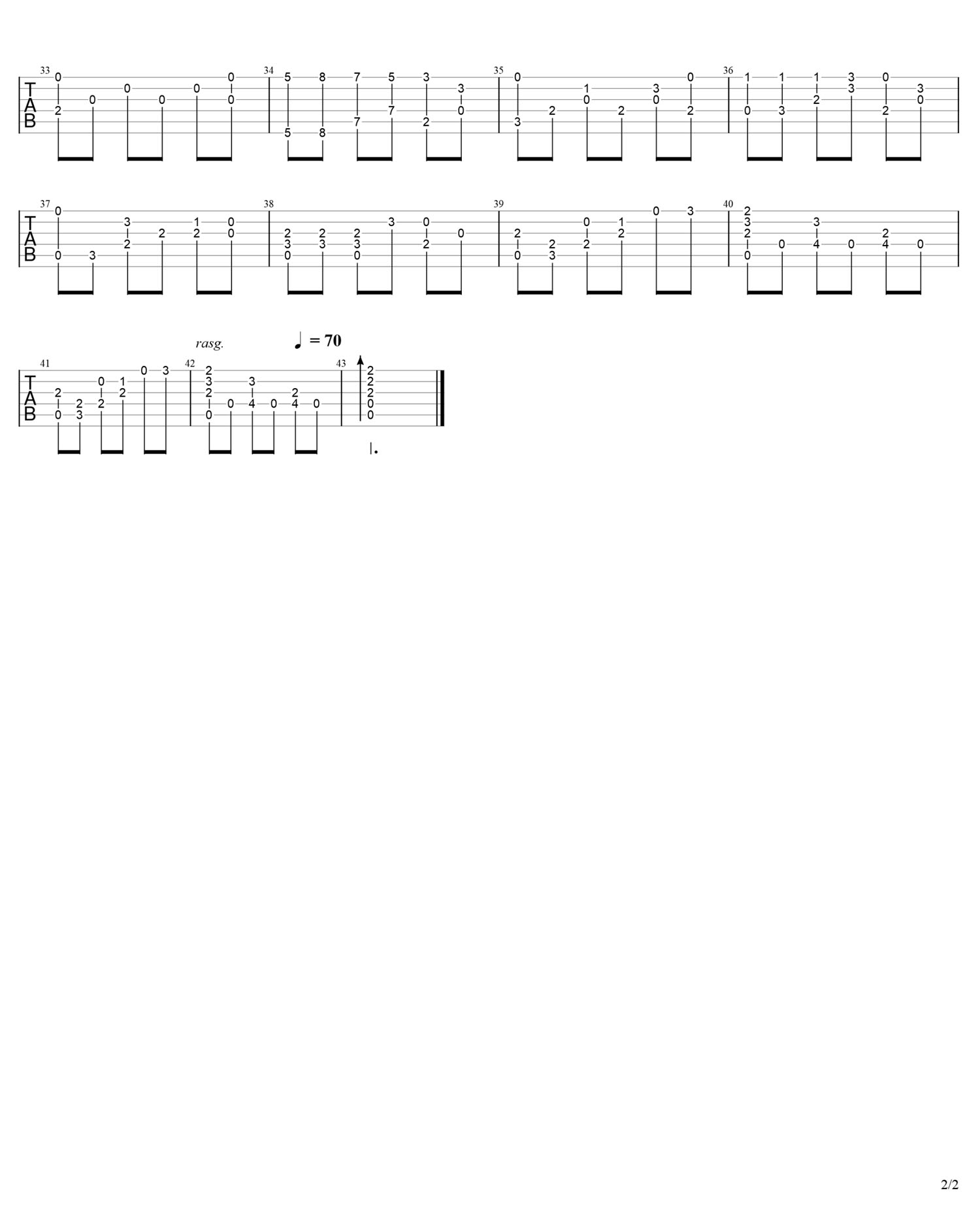 孤独的巡礼吉他谱_动漫游戏_C调指弹/独奏谱_Fate_stay night主题曲_图谱2